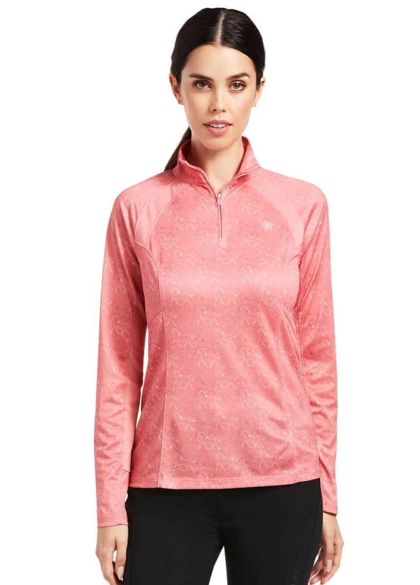 Ariat Sunstopper 2.0 1/4 Zip Baselayer - Trot Line Print