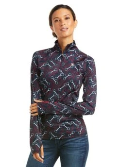 Ariat Womens Lowell 2.0 1/4 Zip Base Layer - Team Print