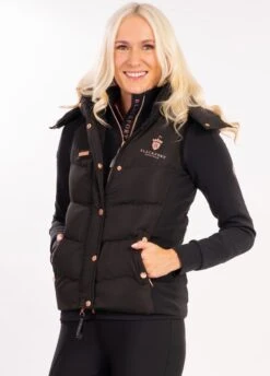 Blackfort Equestrian Puffa Hooded Gilet - Black/Rose Gold
