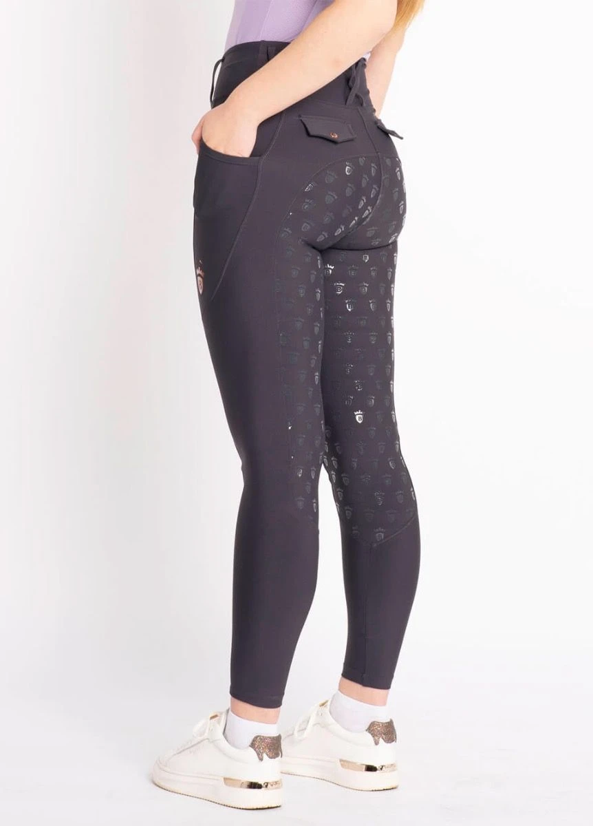 Blackfort Equestrian Riding Breggings - Grey/Rose Gold - Image 2