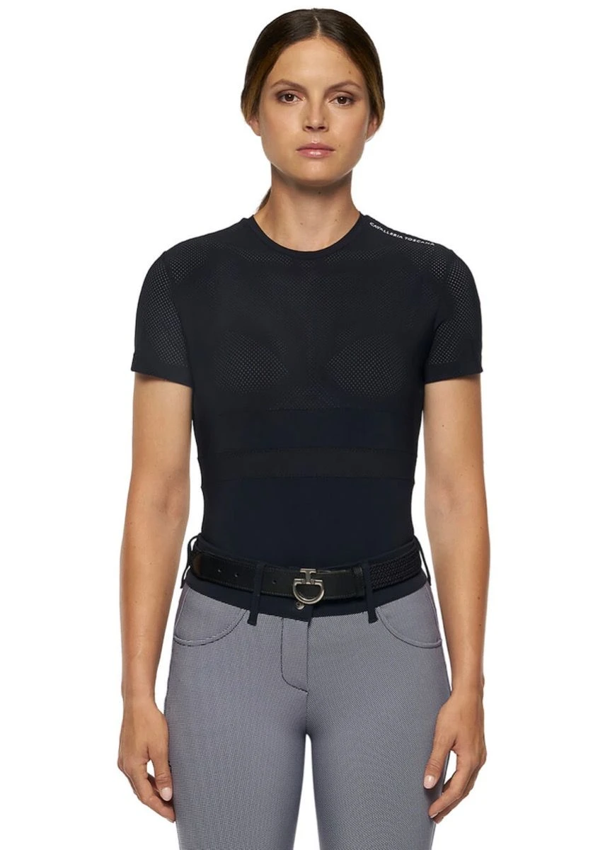 Cavalleria Toscana Perforated T-Shirt - Navy - Image 2
