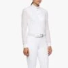 Cavalleria Toscana Pleated Long Sleeved Competition Polo Shirt - White