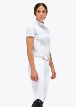 Cavalleria Toscana Jacquard Competition Polo - White/Blue