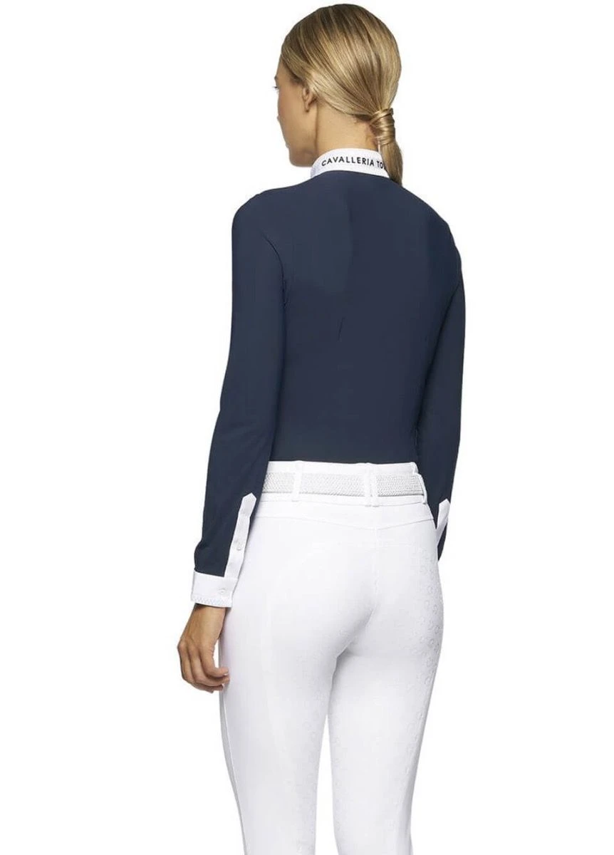 Cavalleria Toscana Elegant Embroidery Show Shirt - Navy - Image 2