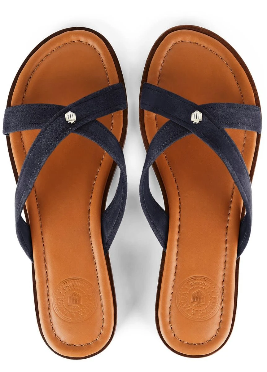 Fairfax & Favor Holkham Suede Sandal - Navy - Image 3