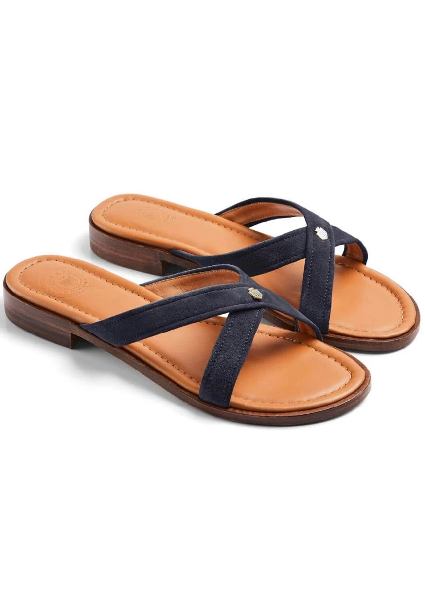 Fairfax & Favor Holkham Suede Sandal - Navy - Image 2