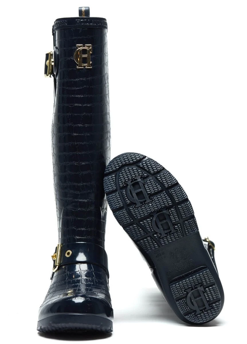 Holland Cooper Sherpa Lined Regency Wellingtons - Navy Croc - Image 3