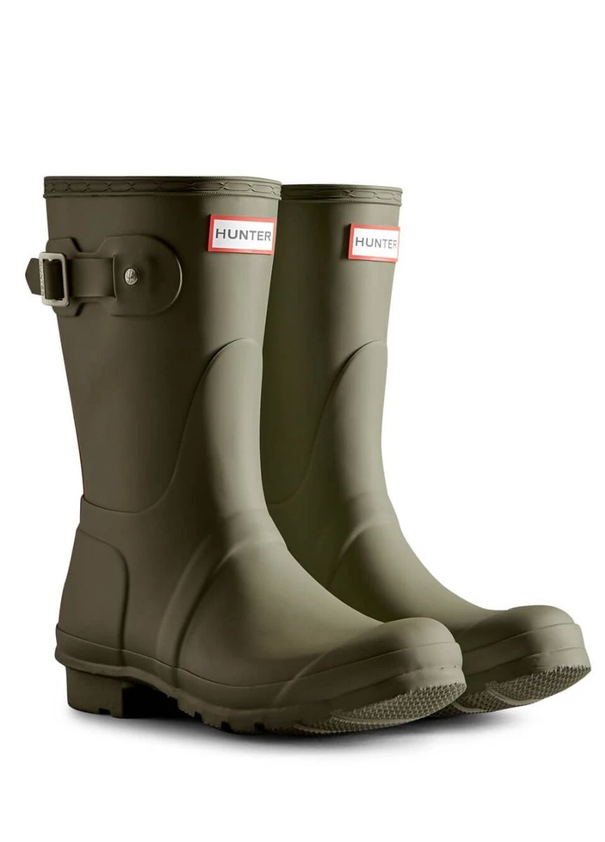 Hunter Womens Short Tri-colour Logo Boots - Lichen Green - Image 2