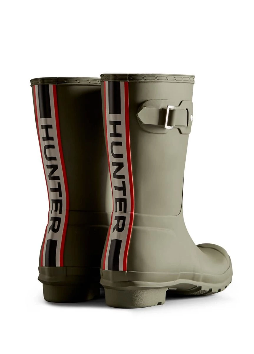Hunter Womens Short Tri-colour Logo Boots - Lichen Green - Image 3