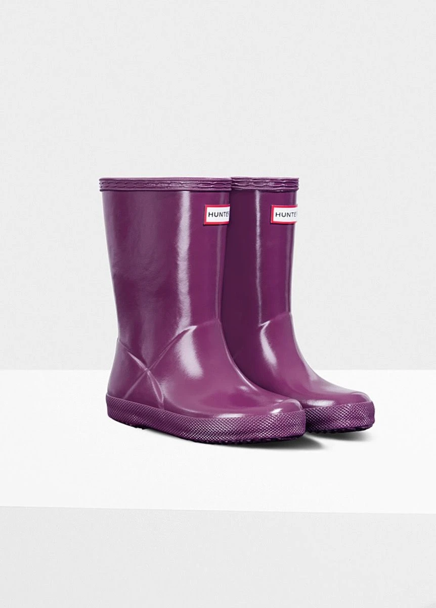Hunter Kids First Gloss Wellingtons - Violet