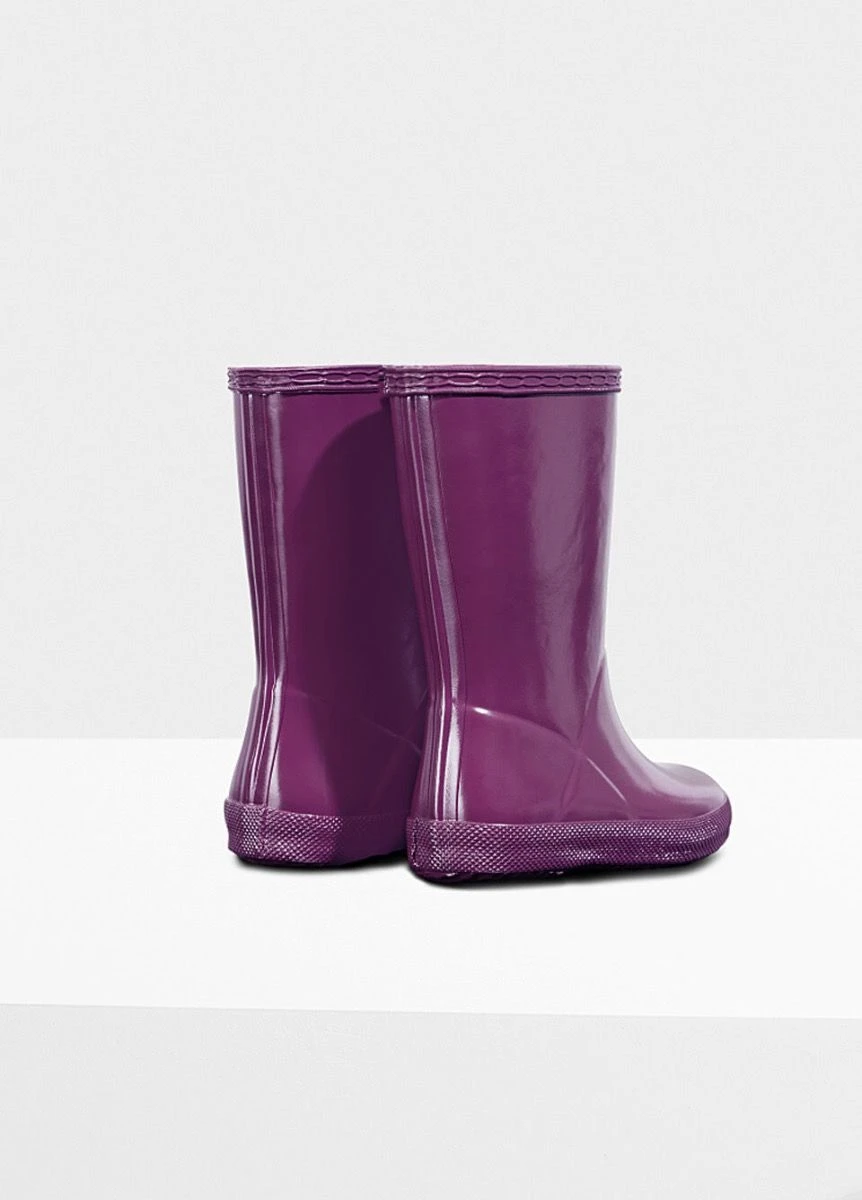Hunter Kids First Gloss Wellingtons - Violet - Image 3