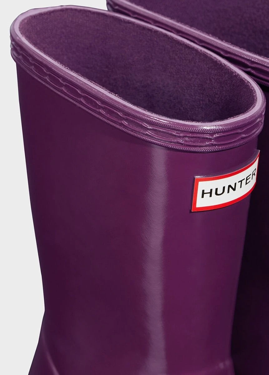 Hunter Kids First Gloss Wellingtons - Violet - Image 5
