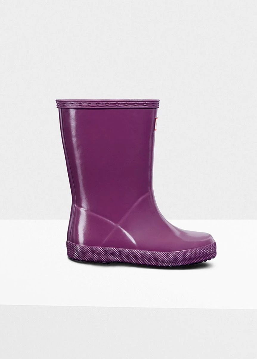 Hunter Kids First Gloss Wellingtons - Violet - Image 2