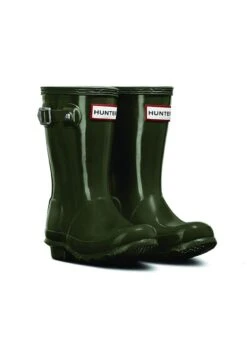 Childs Hunter Gloss Wellingtons - Dark Olive