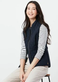 Joules Minx Diamond Quilted Gilet - Marine Navy