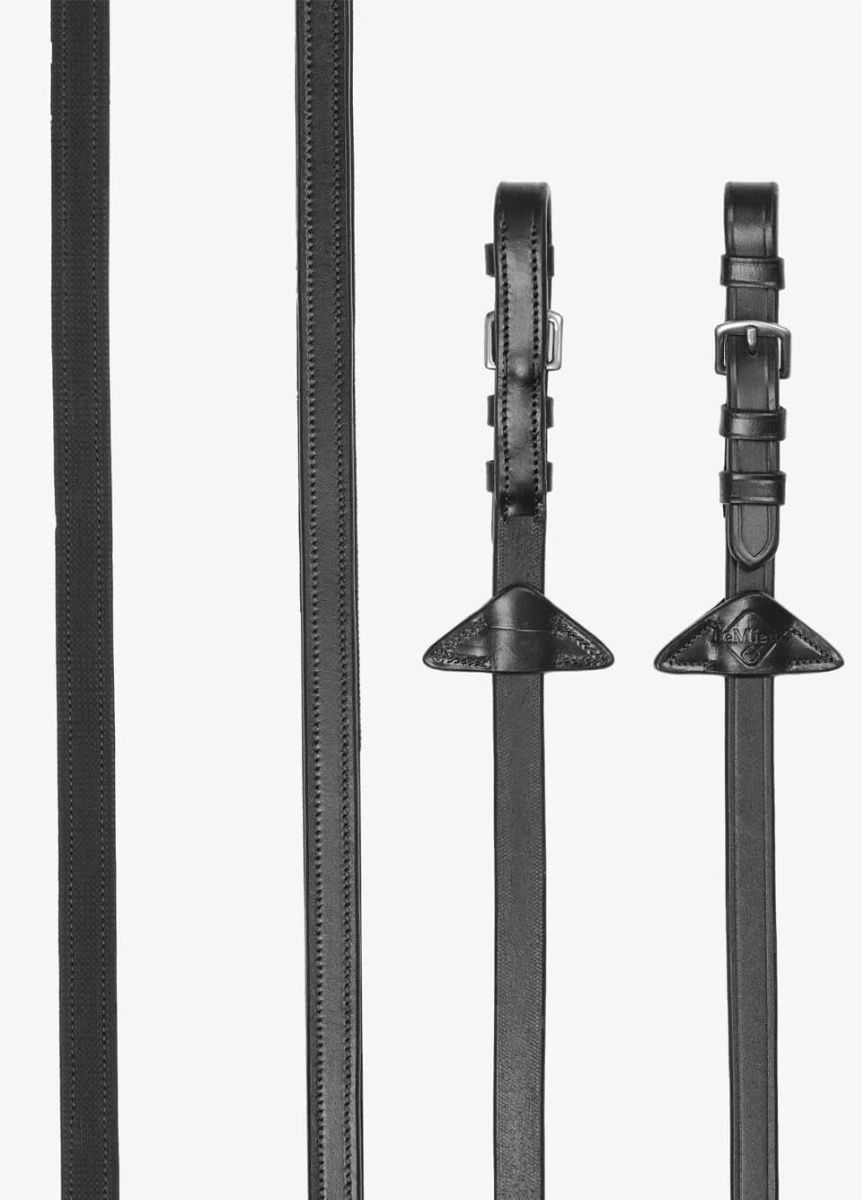LeMieux Rubber 1/2 Lined Reins - Black/Silver