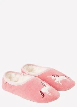 Joules Junior Slippet Felt Mule Slippers - Pink Unicorn