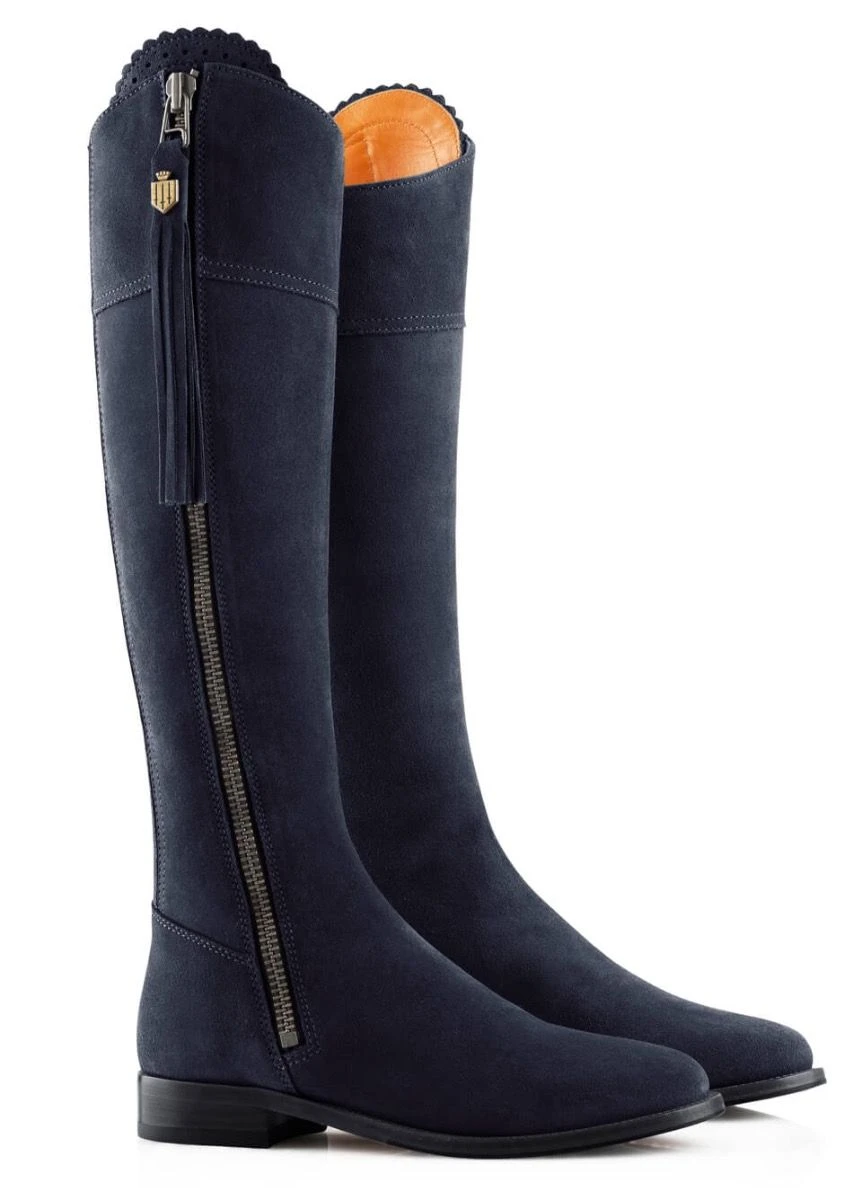 Fairfax & Favor Ladies Flat Regina Narrow Fit Suede Boot - Navy - Image 2